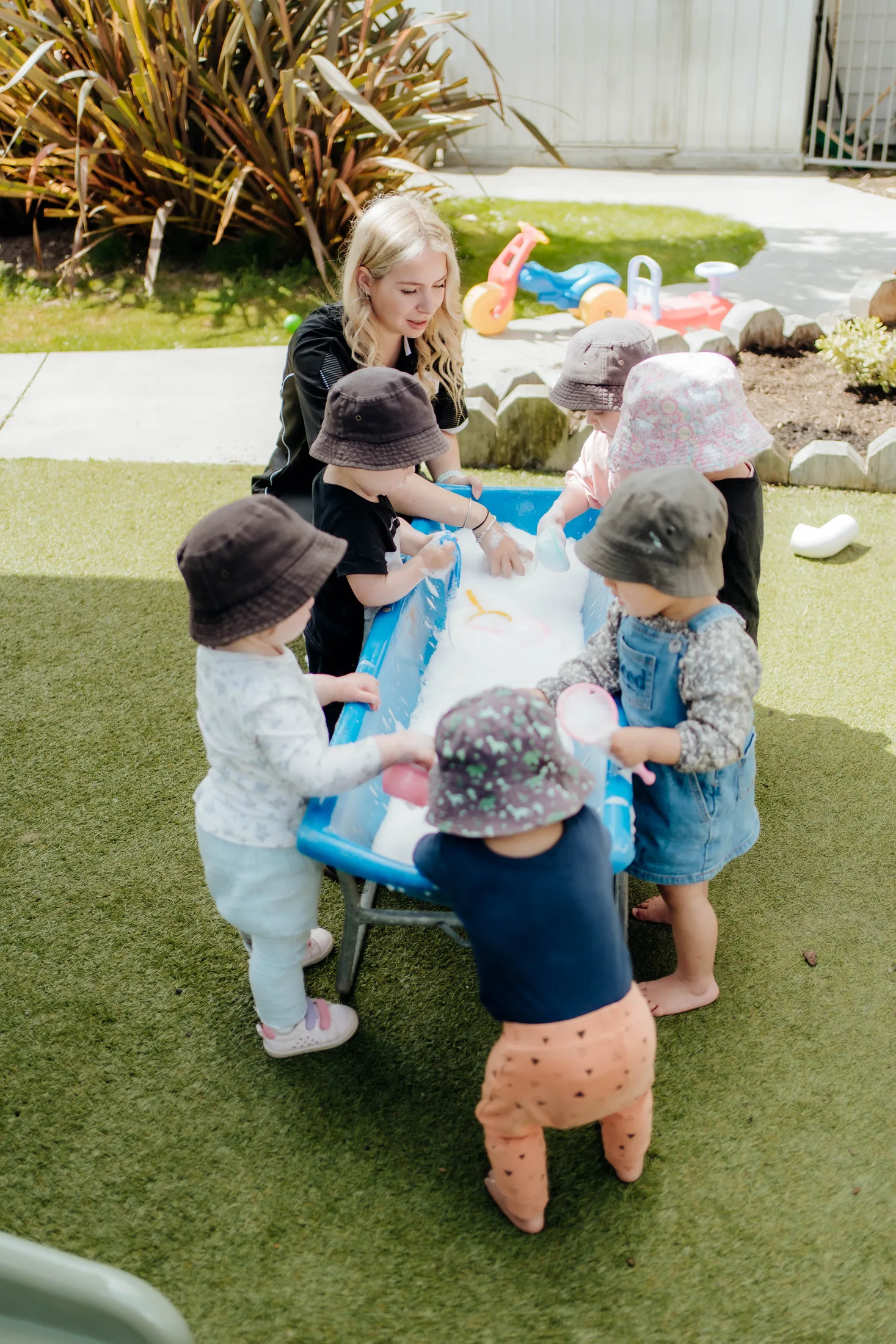 Mini Legends playing together outdoors